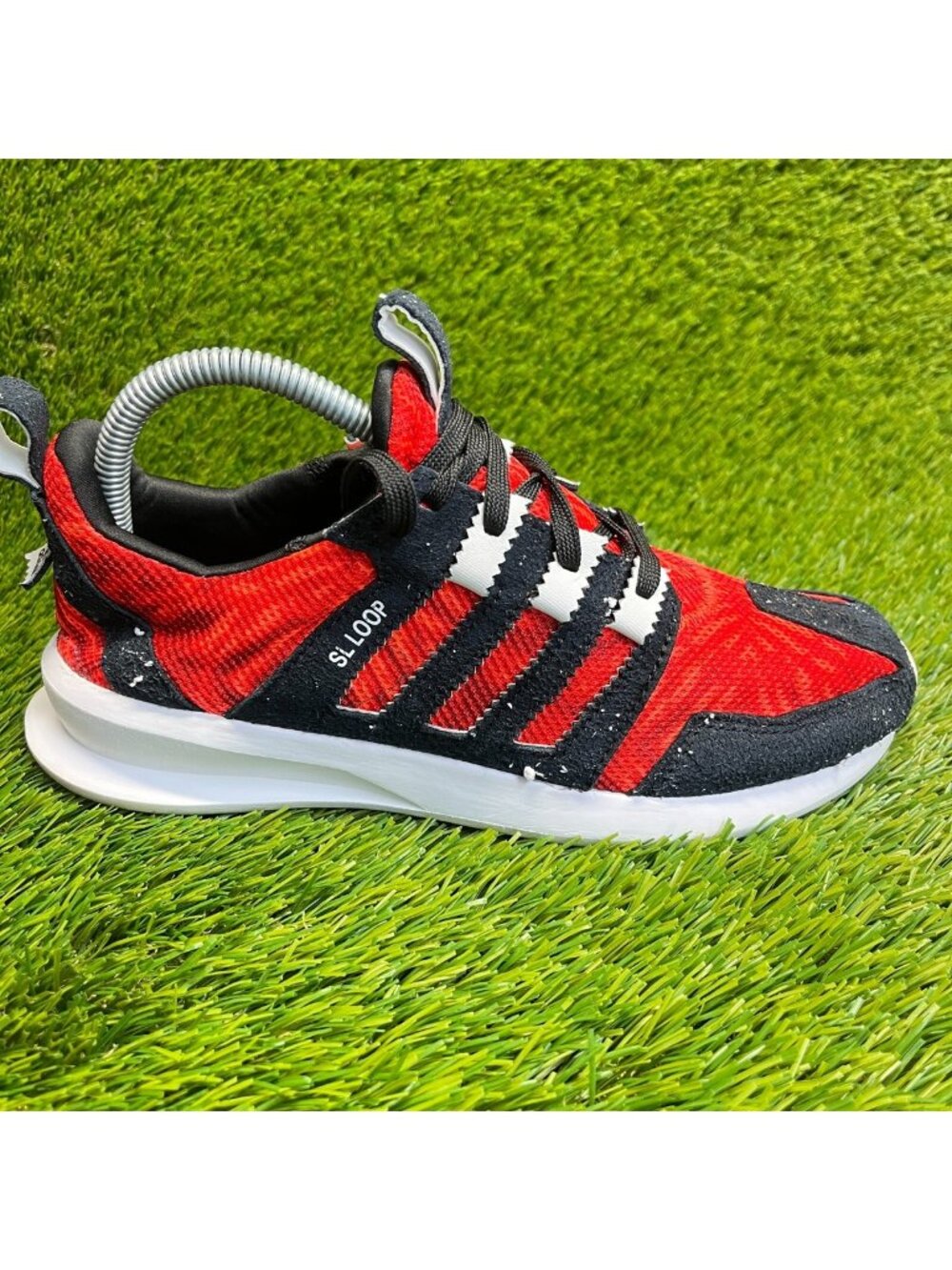 Adidas SL Loop Runner Boys Size 6.5Y Red Black Walking Running Shoes Sneakers